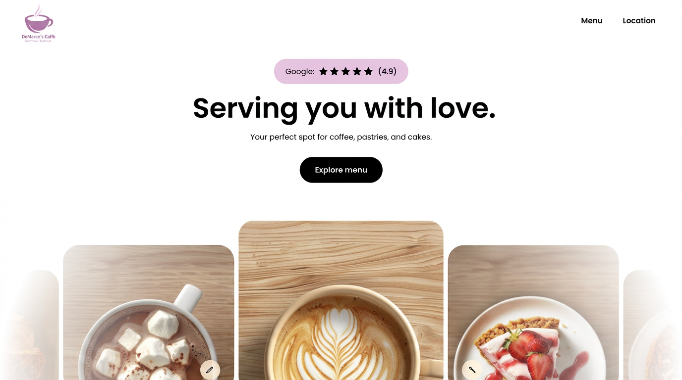 DeMarco's Caffè website built by KeepUp