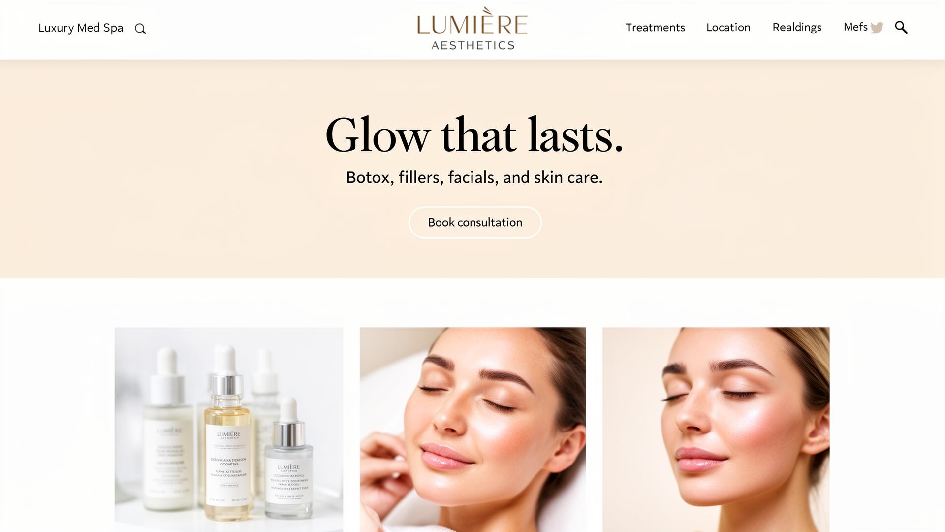 Lumière Aesthetics website built by KeepUp